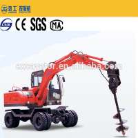 JingGong 6 tons Hydraulic drill wheel excavator earth hole post digger for sale